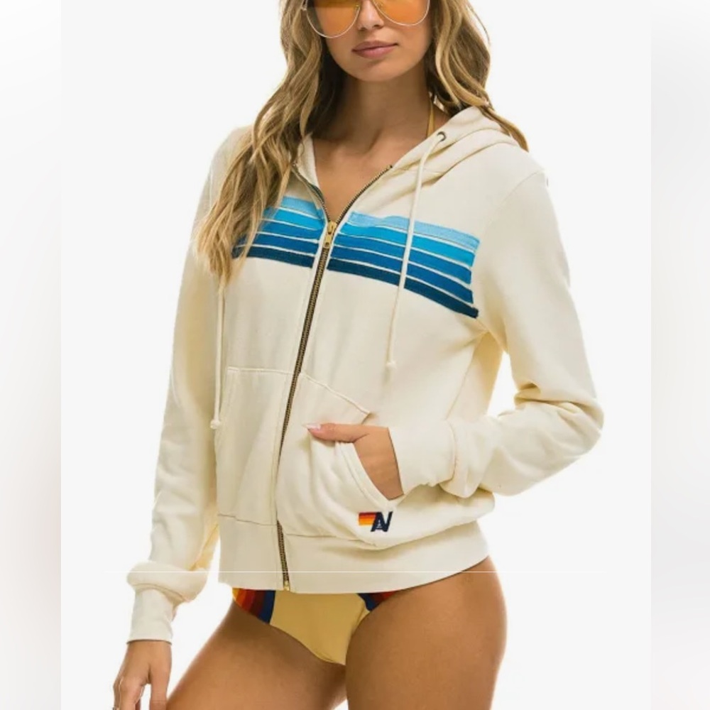 Aviator Nation 5 Stripe Zip Hoodie